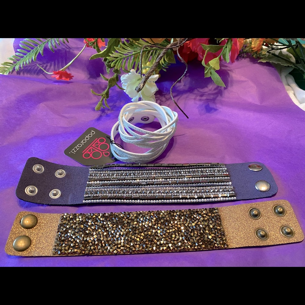 2 leather and 1 foam urban bracelets